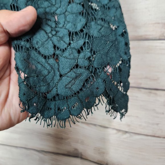 Torrid Blazer Women's Size 1 Dark Green Lace  Open Front Jacket Long Sleeve - Picture 6 of 15